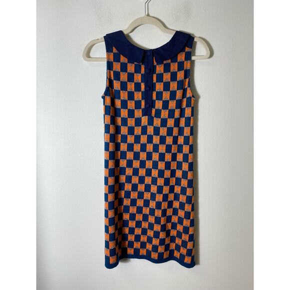 Erotokritos Blue/Orange Checkered Collared Sweater Dress Sz 0 - Picture 2 of 3